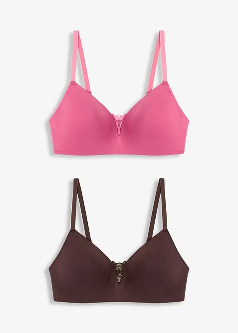 Vyztužená podprsenka bez kostic, s obsahem bavlny (2 ks v balení), bonprix