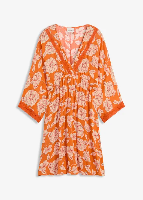 Tunikové šaty s krajkou, ze strukturované viskózy, bonprix