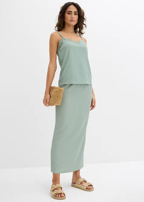 Top s úzkými ramínky, z lehkého krepu, bonprix