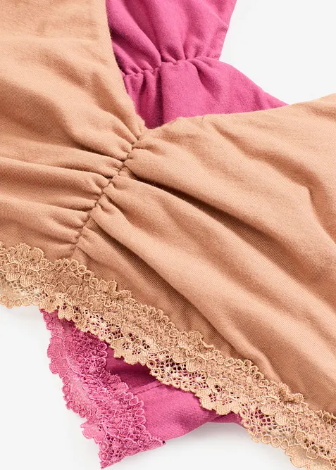 Podprsenkový top s bavlnou a krajkou (2 ks v balení), bonprix