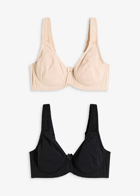 Hladká podprsenka s kosticemi, s bavlnou (2 ks v balení), bonprix