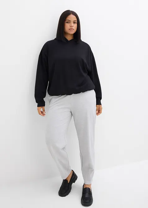 Mikina s kapuc&iacute;, z m&iacute;rně leskl&eacute; visk&oacute;zov&eacute; směsi, bonprix