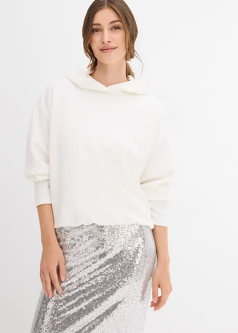 Mikina s kapucí, z mírně lesklé viskózové směsi, bonprix