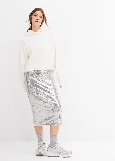 Mikina s kapucí, z mírně lesklé viskózové směsi, bonprix