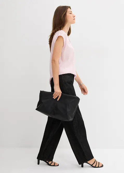 Halenka s krátkým rukávem, z lesklého saténu, bonprix