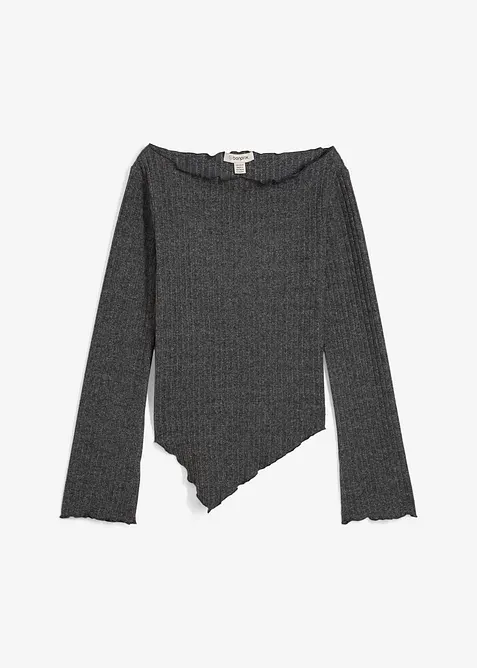 Žebrovan&eacute; tričko z měkk&eacute; visk&oacute;zov&eacute; směsi, bonprix