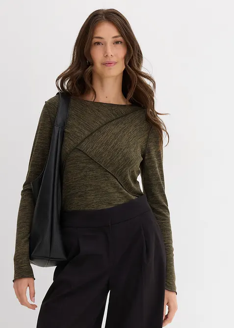 Triko s dlouh&yacute;m ruk&aacute;vem, z měkk&eacute; visk&oacute;zov&eacute; směsi, bonprix