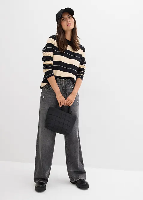 Džíny Wide Leg, Mid Waist, Low Stretch, bonprix