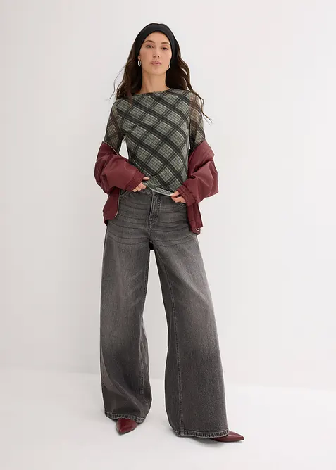 Tričko s dlouhým rukávem, z jemné síťoviny, bonprix