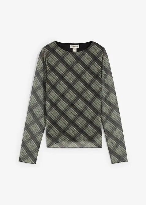 Tričko s dlouhým rukávem, z jemné síťoviny, bonprix