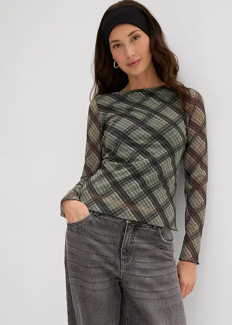 Tričko s dlouhým rukávem, z jemné síťoviny, bonprix