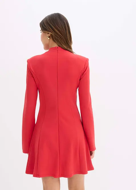 Minišaty s áčkovým střihem a trumpetovými rukávy, bonprix