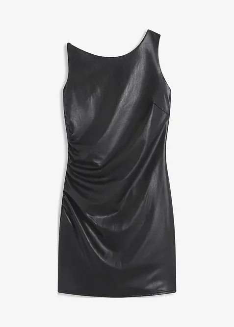 Mini šaty s odhalenými rameny, z umělé kůže, bonprix
