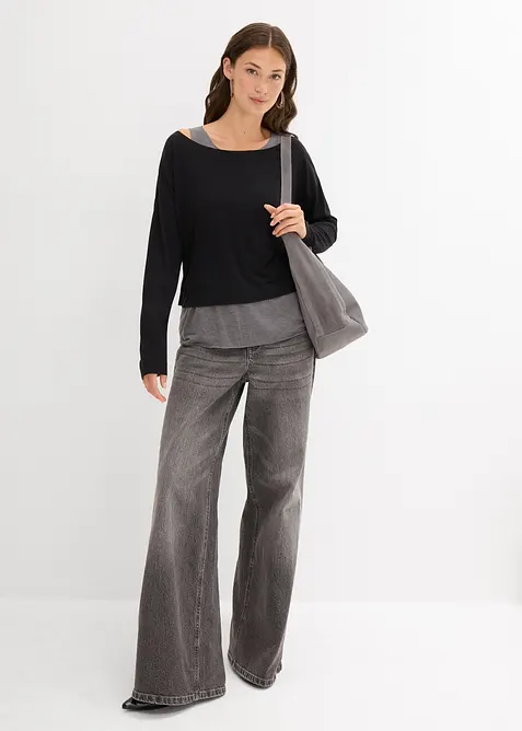 Top a tričko s dlouhým rukávem (2dílná souprava) ze žerzeje, bonprix