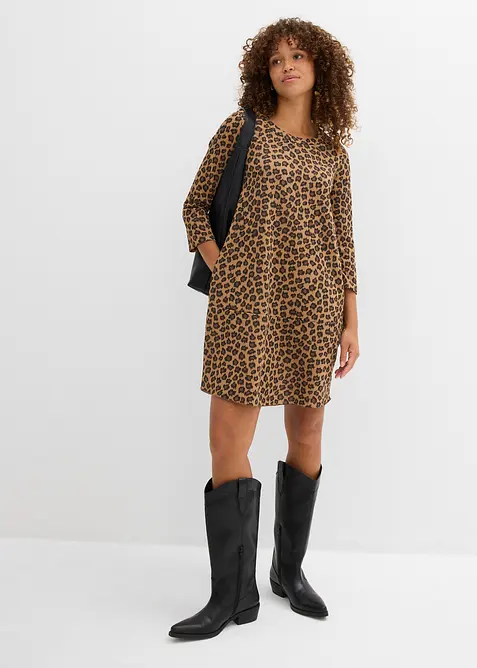 Krátké úpletové šaty se vzhledem pleteniny, bonprix