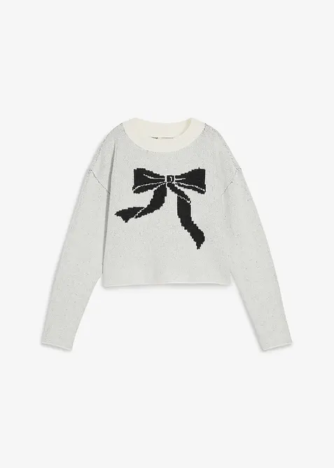 Pletený svetr s mašlí, bonprix