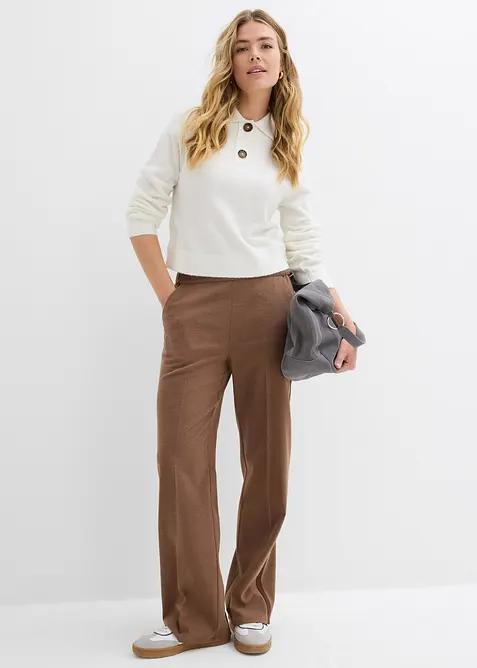 Kalhoty Marlene s vlněn&yacute;m vzhledem, bonprix