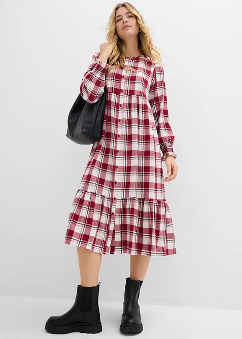 Flanelové midi šaty, bonprix