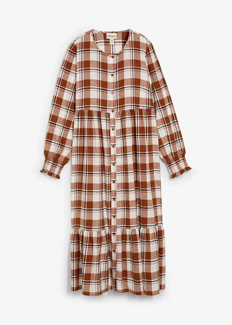 Flanelové midi šaty, bonprix