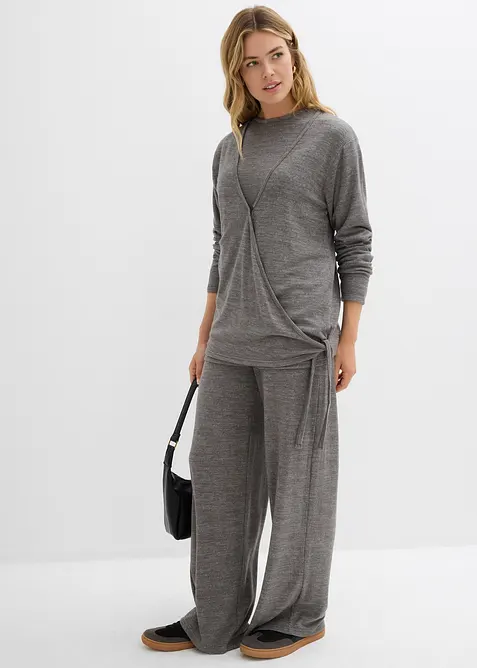 Zavinovac&iacute; kardigan s pleten&yacute;m vzhledem, bonprix