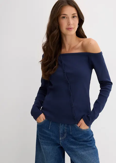 Žebrované tričko s dlouhým rukávem, bonprix