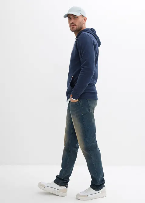 Mikina s kapucí a s detaily z imitace kůže, bonprix