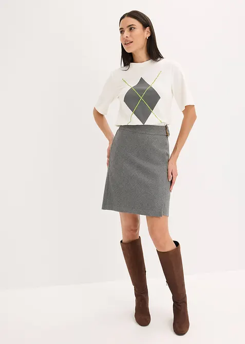 Triko s polodlouhým rukávem, flitry a potiskem, bonprix