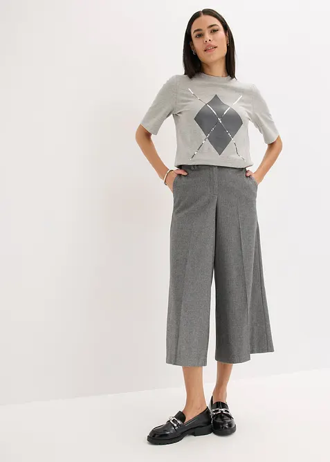 Triko s polodlouhým rukávem, flitry a potiskem, bonprix