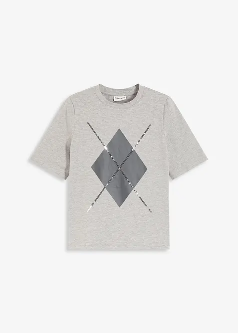 Triko s polodlouhým rukávem, flitry a potiskem, bonprix