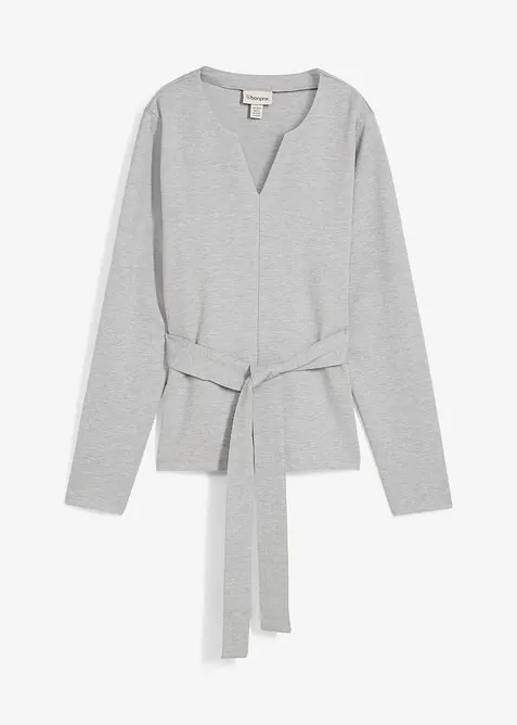 Tričko s dlouhým rukávem a širokou vázačkou, z viskózové směsi, bonprix