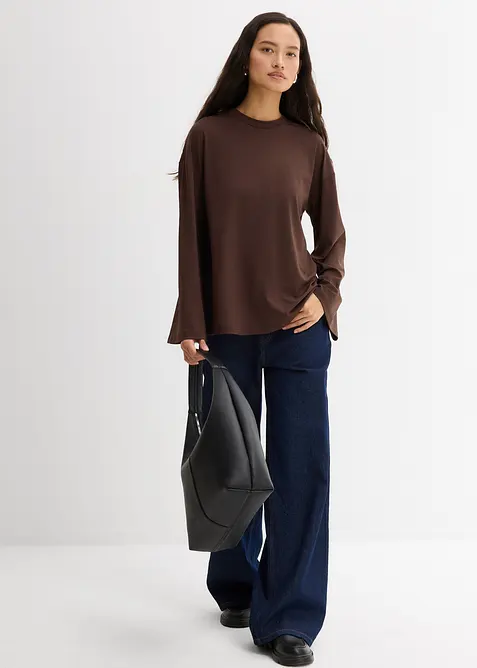 Dlouhé triko ze splývavého materiálu, bonprix