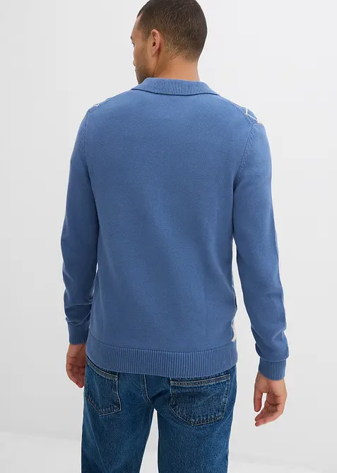 Pólo svetr s kosočtvercovým vzorem, z čisté bavlny, bonprix