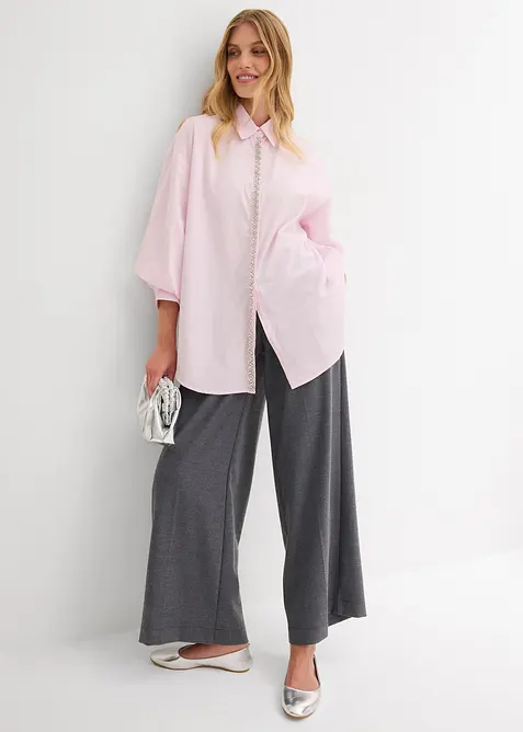 Košilová halenka se štrasovou aplikací, bonprix