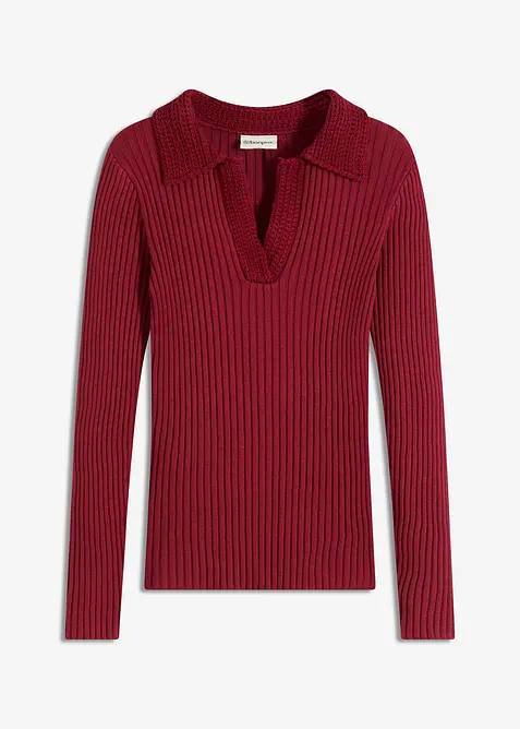 Svetr z jemn&eacute; pleteniny, s ozdobn&yacute;m l&iacute;mcem, bonprix