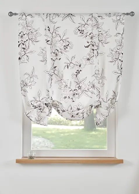 Zavazovací záclona s květinovým potiskem, bonprix