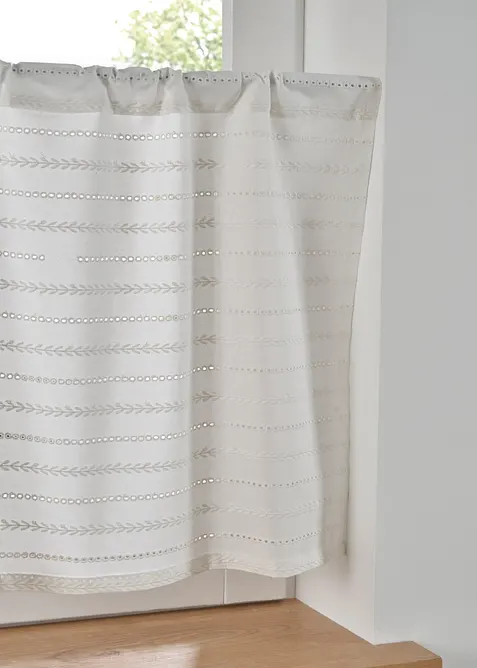 Vitrážková záclona z organické bavlny s dírkovanou výšivkou, bonprix