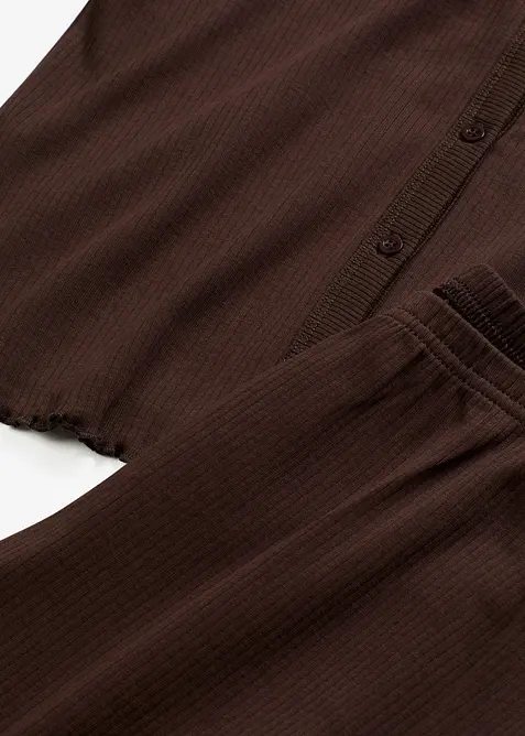 Pyžamo z žebrovaného materiálu, s knoflíkovou lištou, bonprix