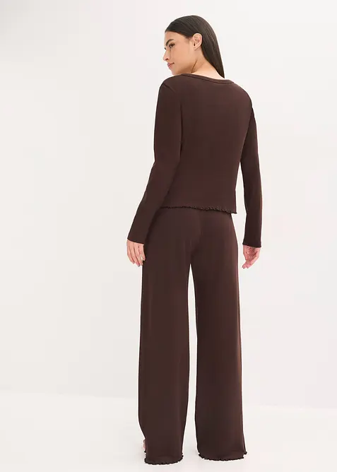 Pyžamo z žebrovaného materiálu, s knoflíkovou lištou, bonprix