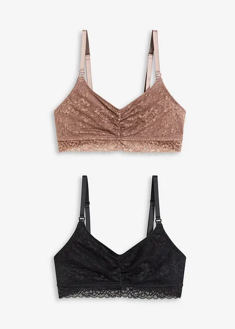 Kojicí podprsenka bez kostic, s krajkou a organickou bavlnou (2 ks v balení), bonprix