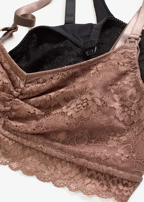 Kojicí podprsenka bez kostic, s krajkou a organickou bavlnou (2 ks v balení), bonprix