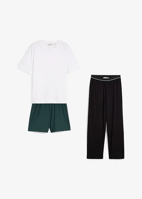 Triko a 2 pyžamov&eacute; kalhoty z čist&eacute; organick&eacute; bavlny (3d&iacute;ln&aacute; souprava), bonprix