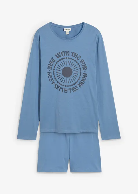 Kr&aacute;tk&eacute; pyžamo z čist&eacute; organick&eacute; bavlny, s dlouh&yacute;m ruk&aacute;vem, bonprix