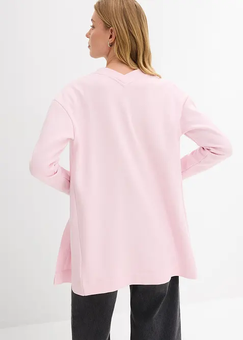 Dlouh&aacute; mikina na zap&iacute;n&aacute;n&iacute;, z měkk&eacute; směsi s bavlnou, bonprix