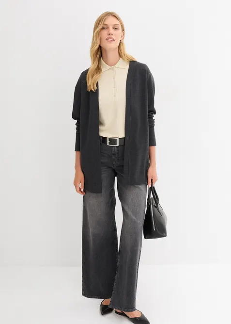 Dlouhá mikina na zapínání, z měkké směsi s bavlnou, bonprix