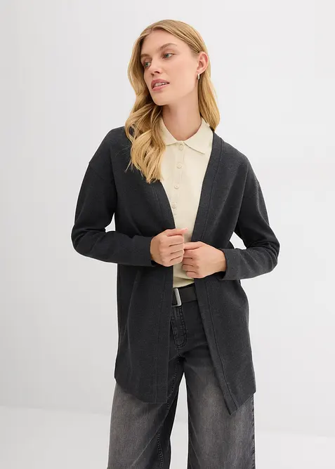 Dlouhá mikina na zapínání, z měkké směsi s bavlnou, bonprix