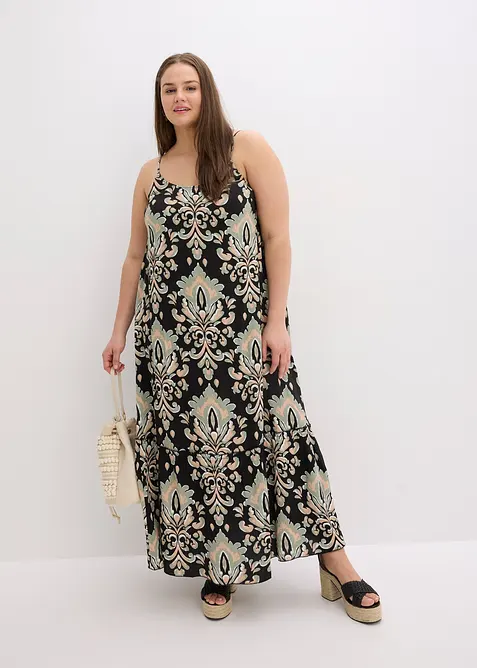 Šaty na ramínka, ze strukturované viskózy, bonprix