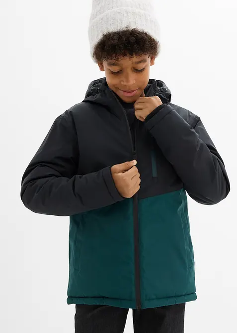 Nepromokavá zimní bunda s barevnými bloky a s kapucí, bonprix