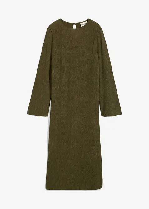 Midi šaty ze strukturovaného materiálu se zmačkanou úpravou, bonprix