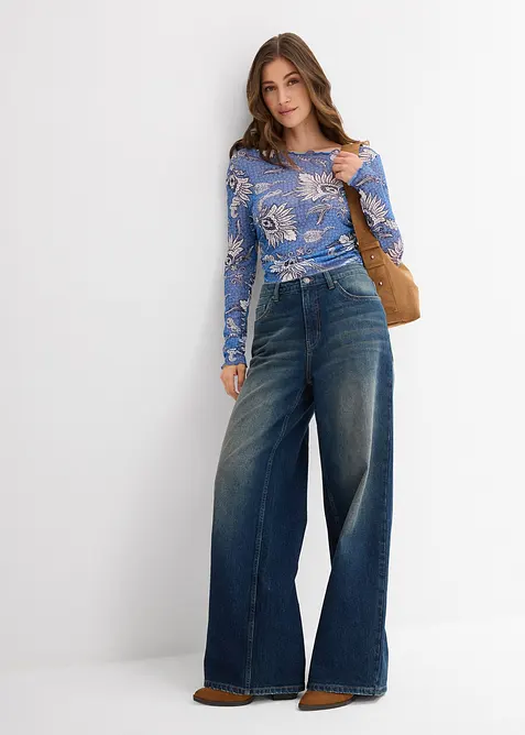 Tričko s dlouh&yacute;m ruk&aacute;vem, z jemn&eacute; s&iacute;ťoviny, bonprix