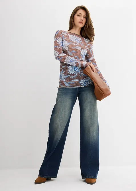 Tričko s dlouhým rukávem, z jemné síťoviny, bonprix